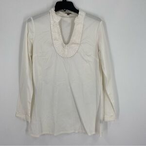 Adrienne Vittadini Women’s V Neck Long Sleeve White Tunic size M